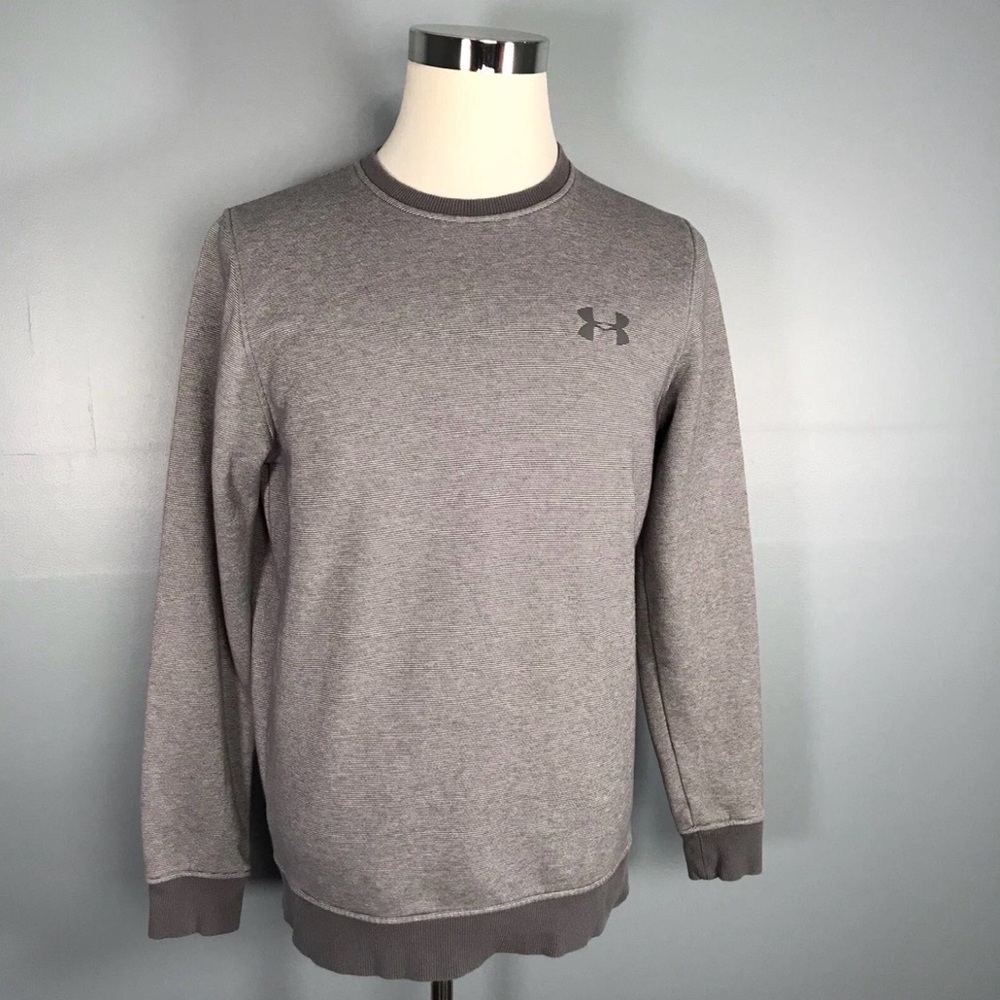 Under Armour Fitted ColdGear Men's Top M Medium Gray Striped Gray Logo L/S